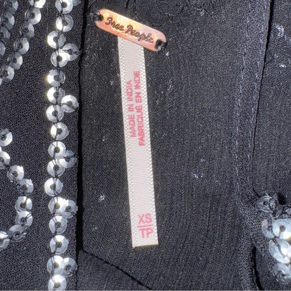 Free People Black Sequin Asymmetrical Tie Camisole Top XS - Picture 3 of 3